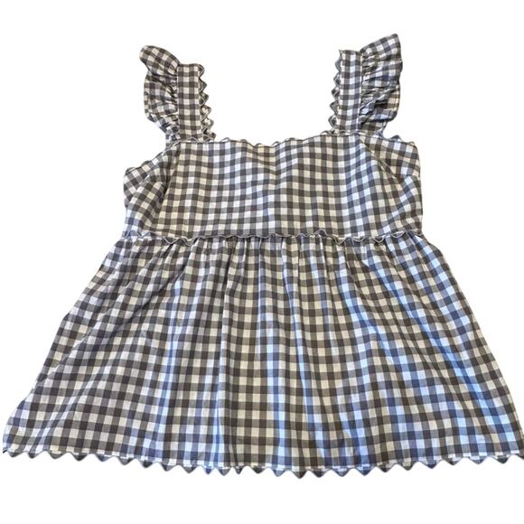 Unbranded No Size Tag Gray White Gingham Plus Size Sleeveless Ruffle Shirt 2X - Picture 1 of 10